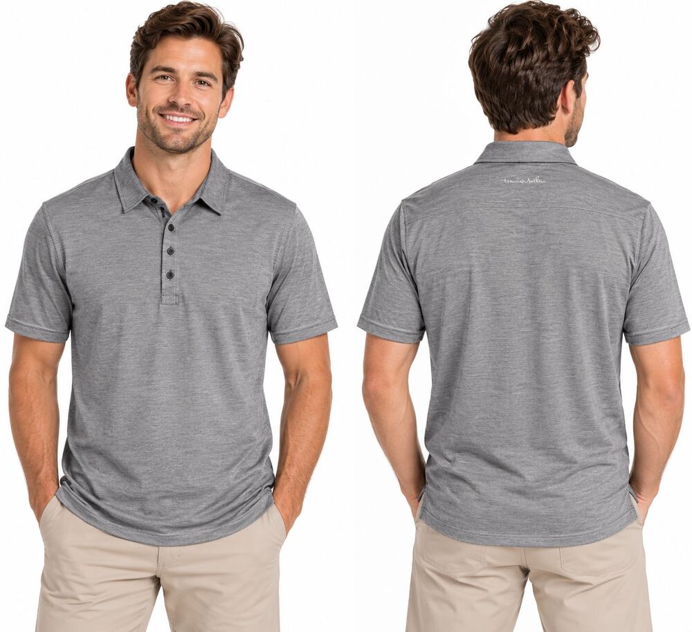 TravisMathew Polo Shirt Mens L Gray Pima Cotton Performance Golf Short Sleeve